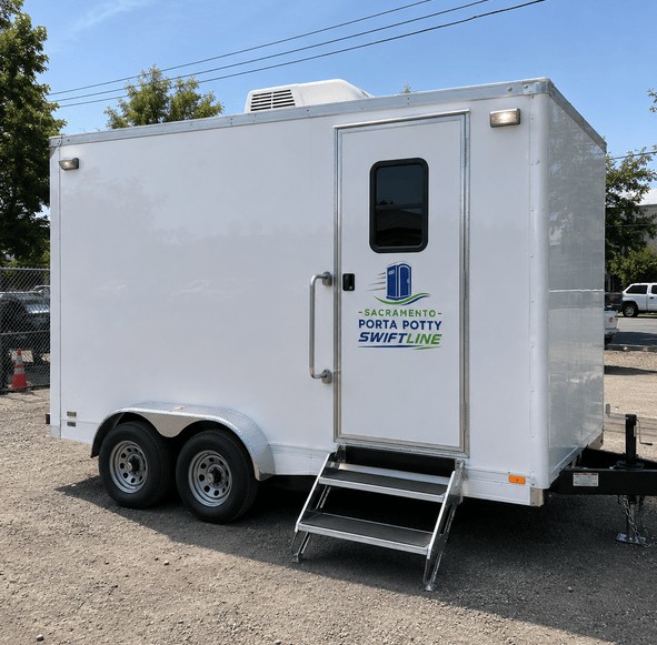 Luxury restroom trailer rental in Sacramento, CA